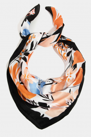 Intricate Floral Print Square Bandana