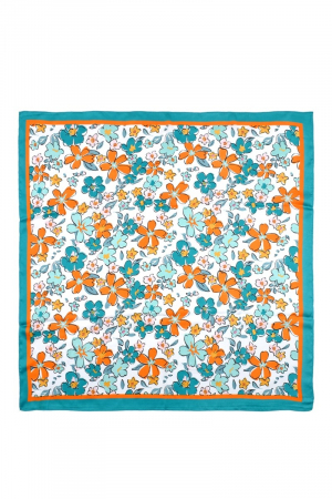 Multi Flower Print Bandana Scarf