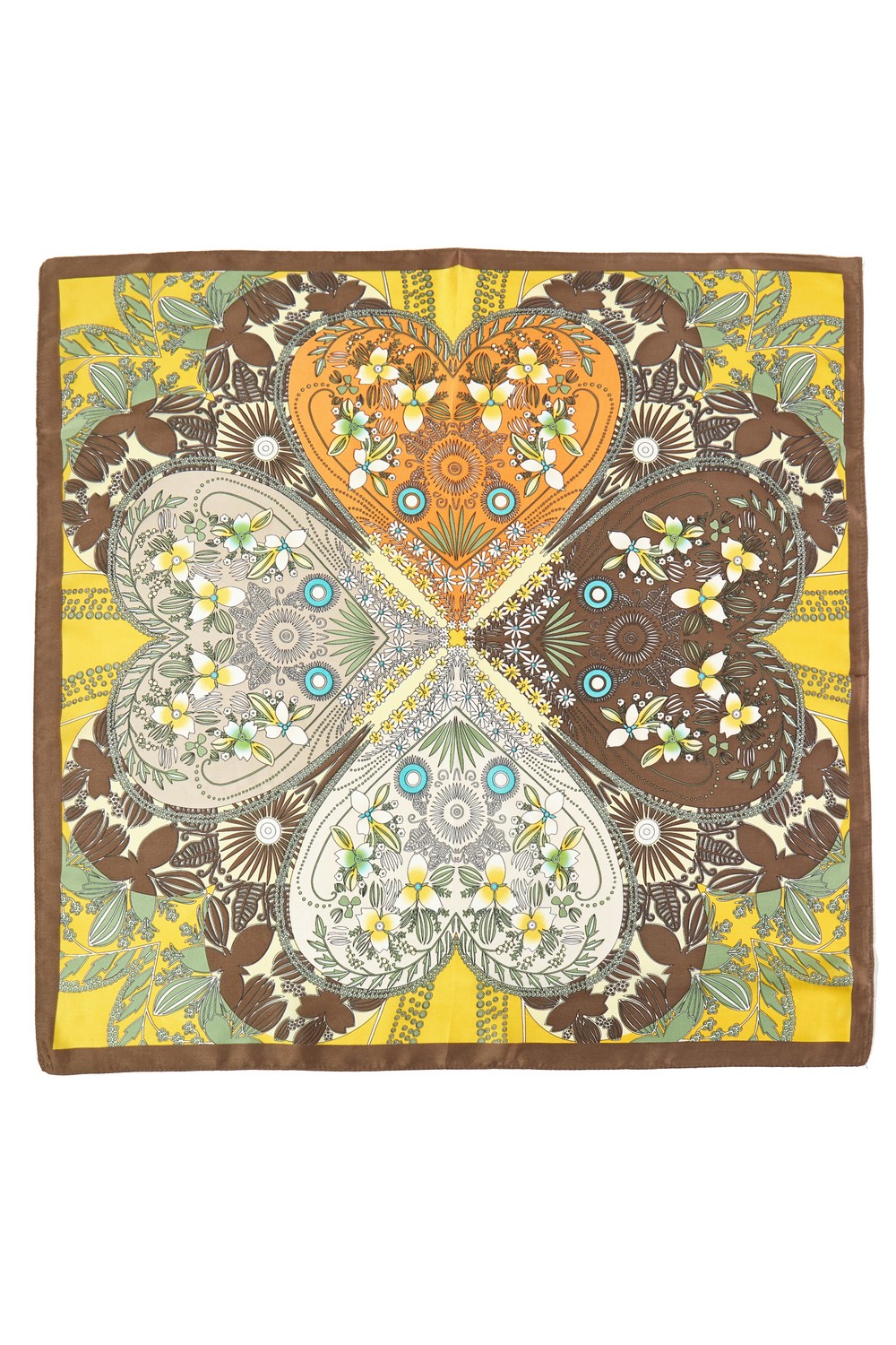 Four-Leaf Clover And Flower Square Bandana Scarf