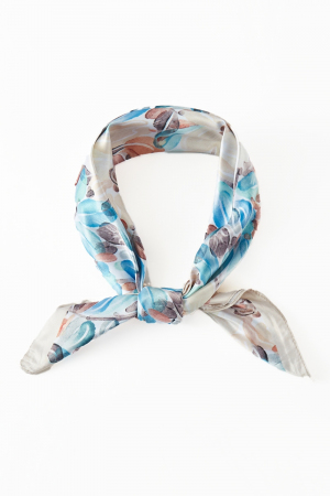 Water Color Flower Print Square Bandana Scarf
