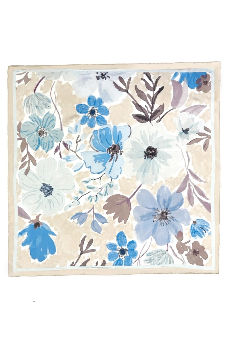 Floral Pattern Square Bandana Scarf