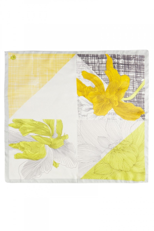 Pen Art Flower Print Square Bandana Scarf