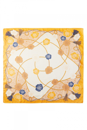 Flower And Rope Pattern Square Bandana Scarf