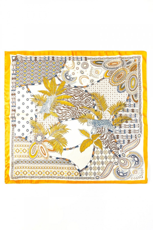 Geometric Leaf Pattern Square Bandana Scarf