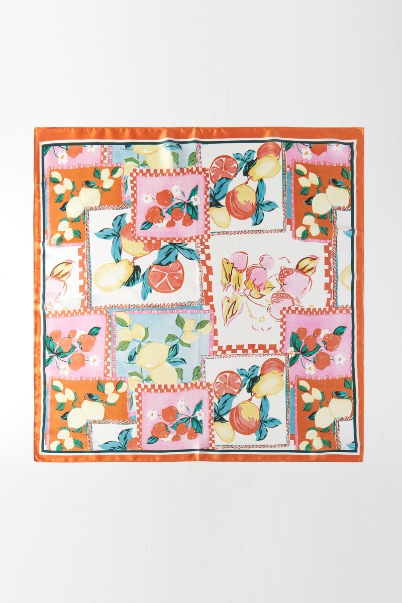 Tropical Fruit Print Bandana Scarf