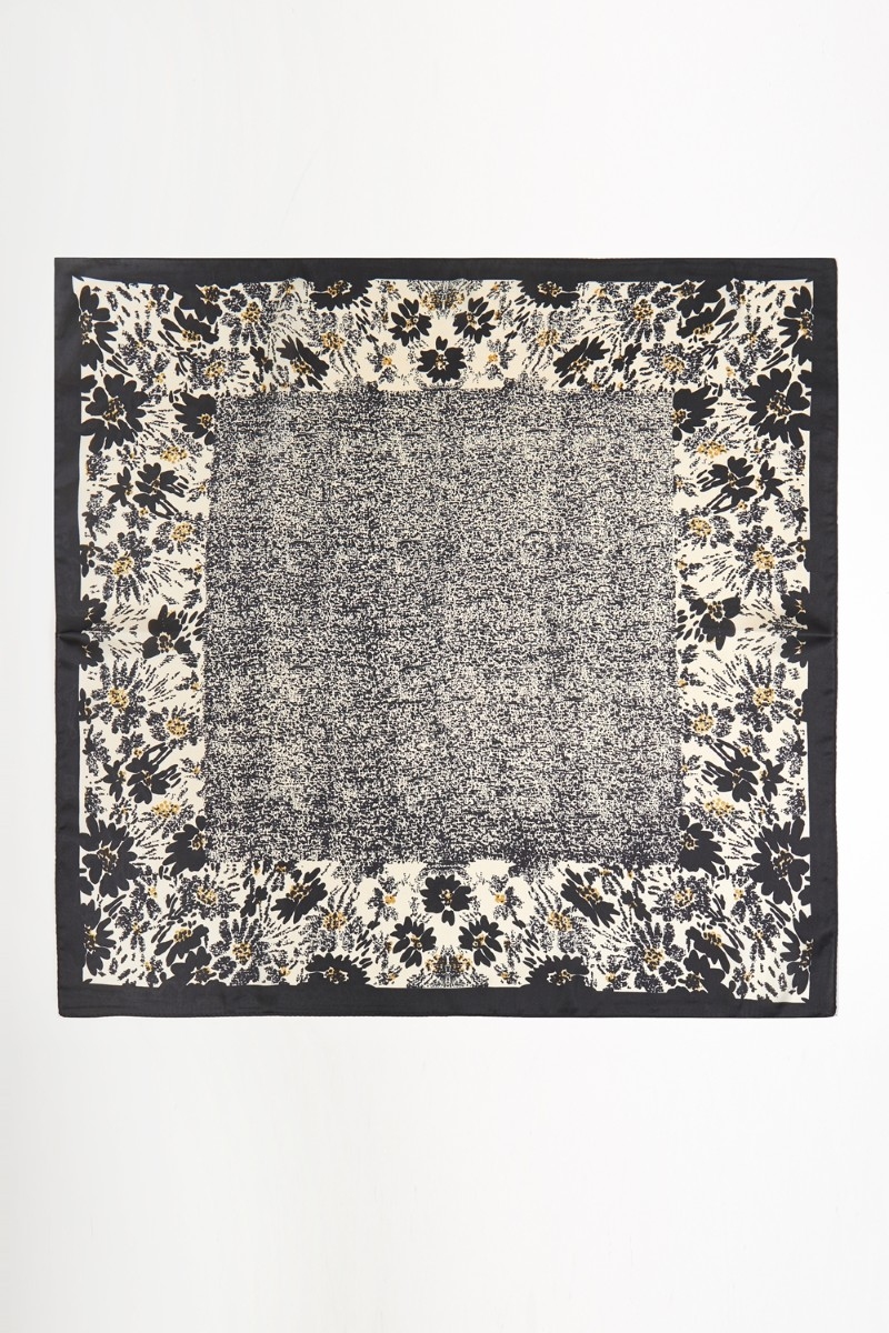 Floral Border Print Bandana Scarf