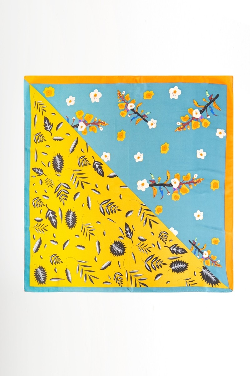 Flower Leaf Print Abstract Bandana Scarf