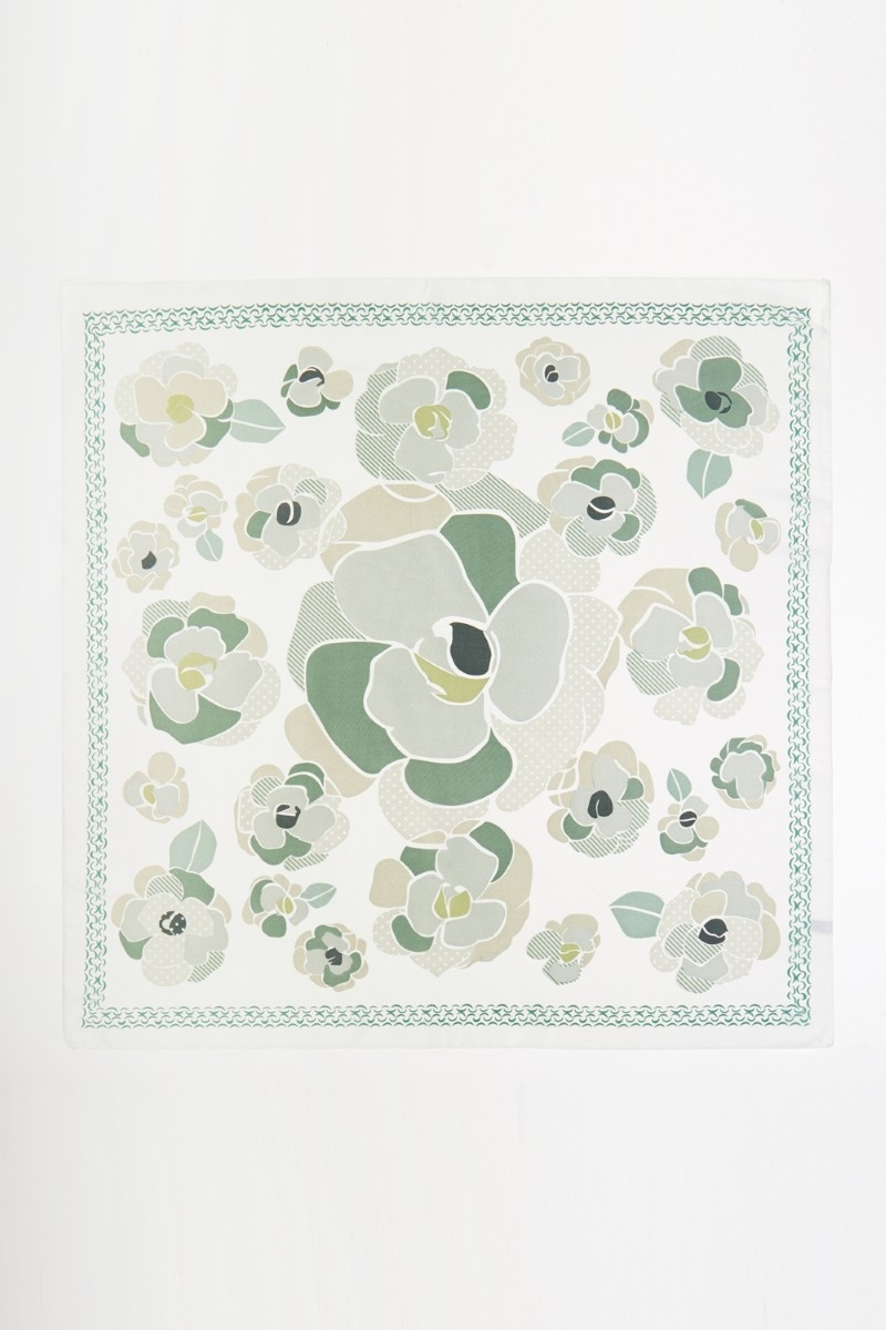 Multi Texture Flower Print Bandana Scarf