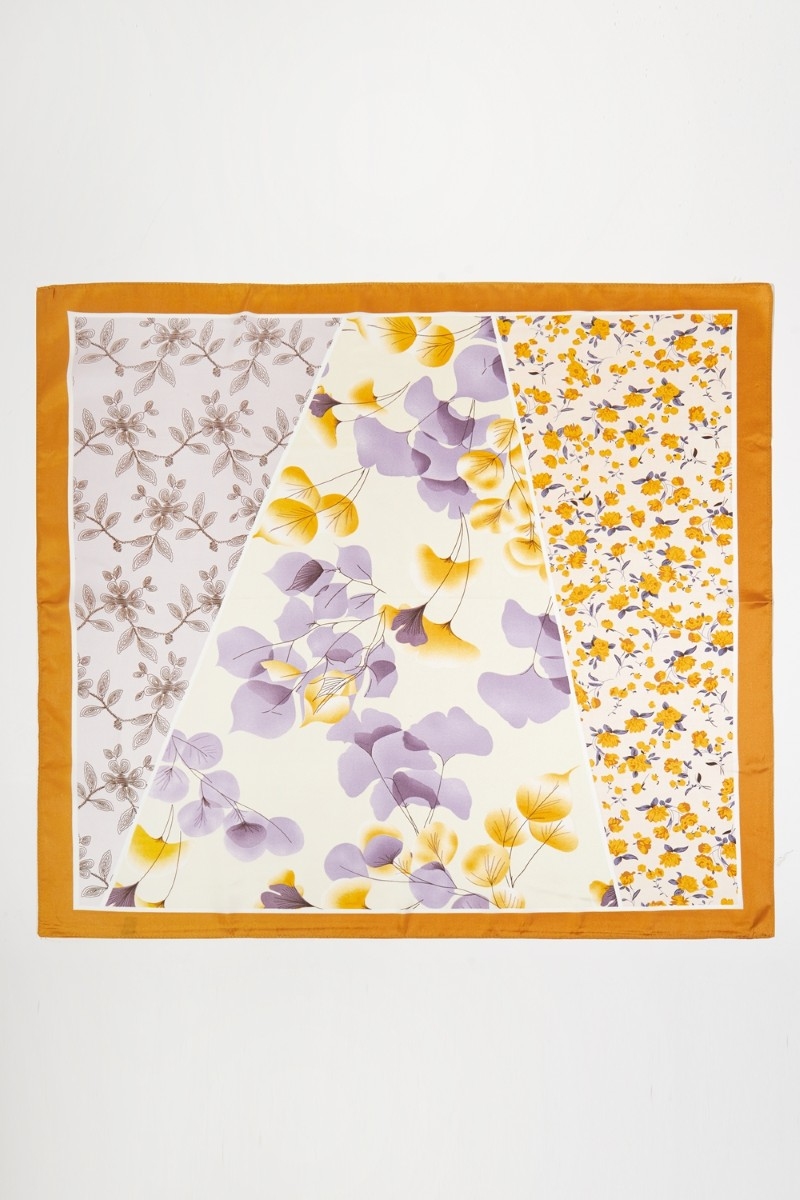Multi Flower Pattern Print Bandana Scarf