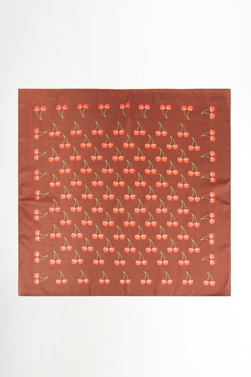 Multi Cherry Fruit Print Bandana Scarf