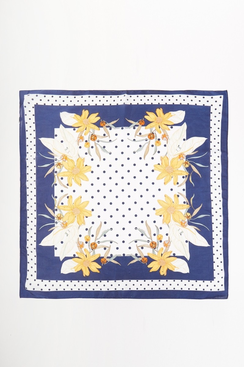 Floral Polka Dot Theme Square Scarf