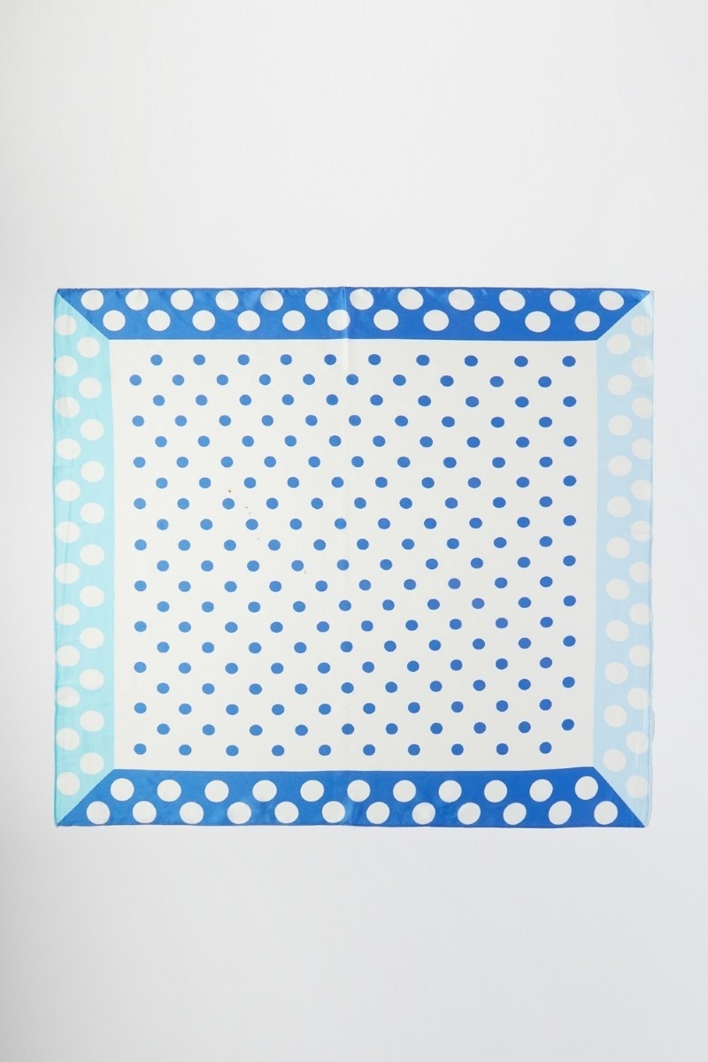 Contrasting Border Polka Dot Square Bandana Scarf