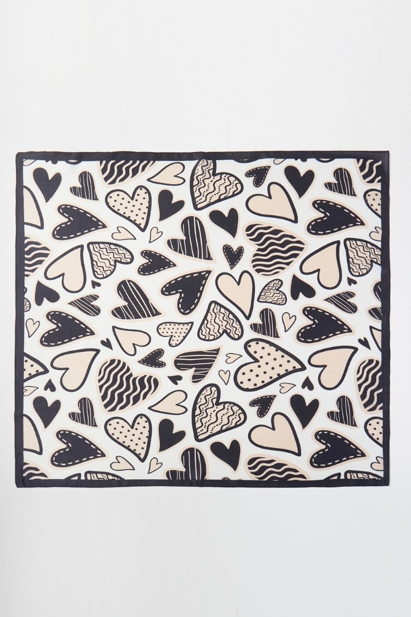 Multi Heart Shape Print Square Bandana Scarf