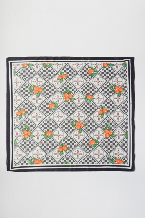 Mosaic Lemon Print Square Bandana Scarf