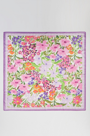 Colorful Flower Garden Print Square Bandana Scarf