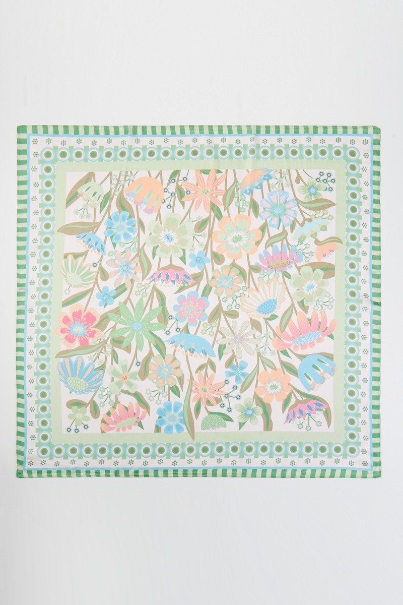 Assorted Flower Print Square Bandana Scarf