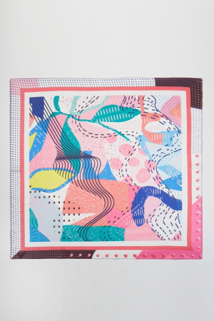 Abstract Collage Print Square Bandana Scarf