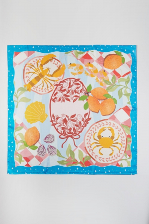 Seaside Crab Lobster Shrimp Feast Square Bandana Scarf