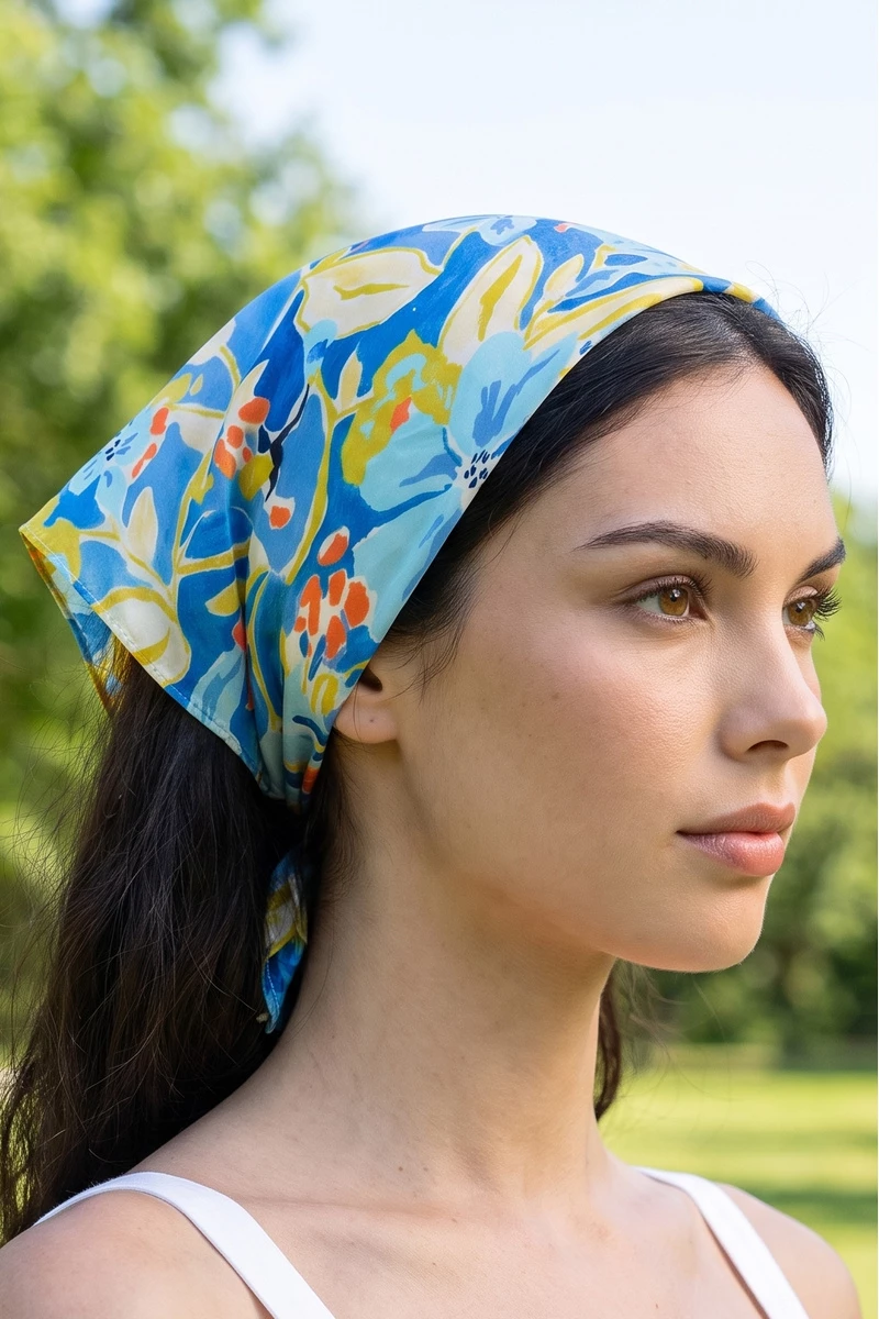Watercolor Tropical Floral Square Scarf