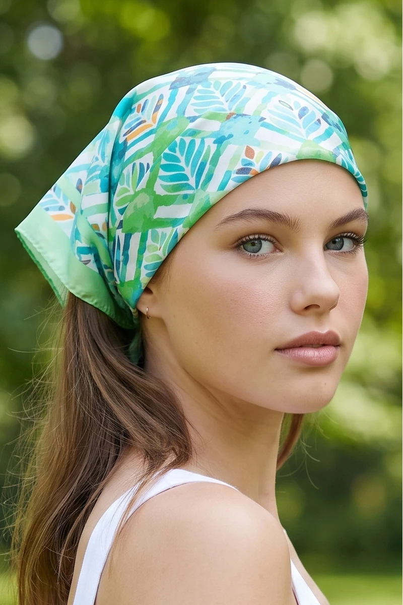 Batik Leaf Lattice Square Scarf