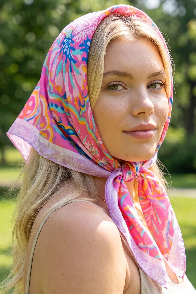 Bold Hibiscus Tropical Square Scarf