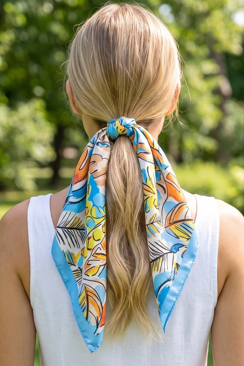 Sketched Palm Leaf Square Scarf