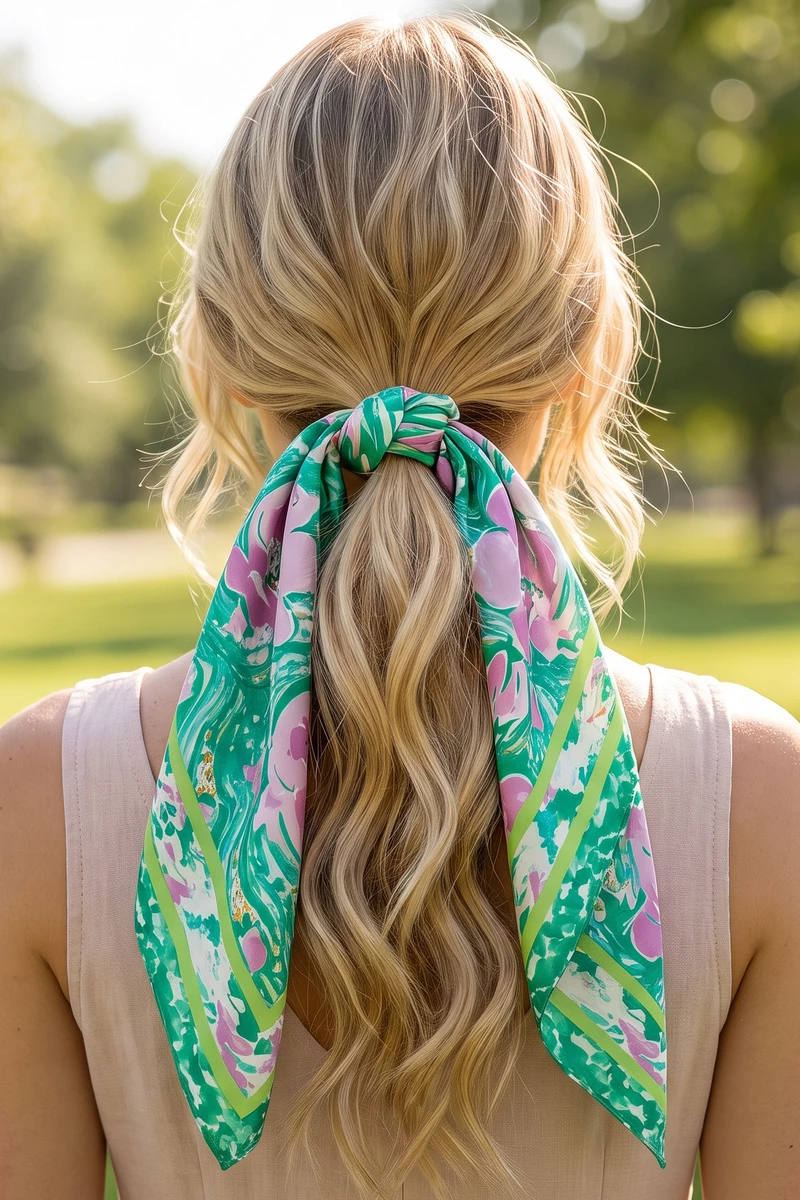 Painterly Orchid Marbled Square Scarf