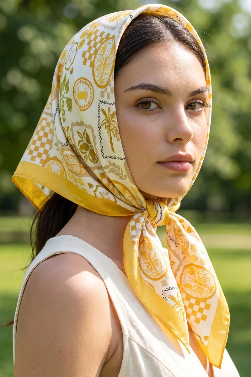Coastal Lobster And Palm Square Scarf