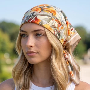 Watercolor Floral Satin Square Bandana Scarf