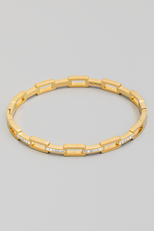 Pave Rectangle Chain Link Bangle Bracelet