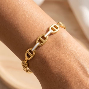 Enamel Mariner Link Hinged Bangle Bracelet