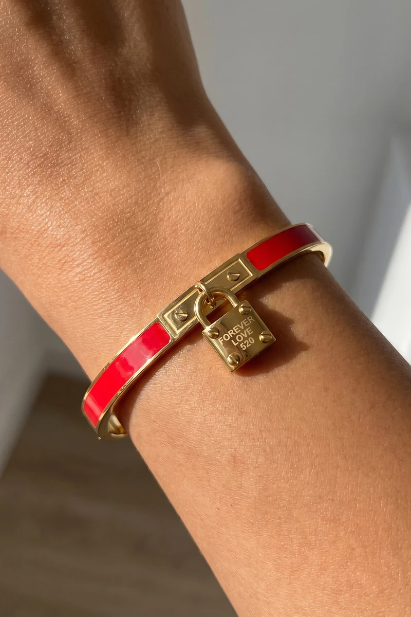 Stainless Steel Enamel Padlock Charm Bracelet