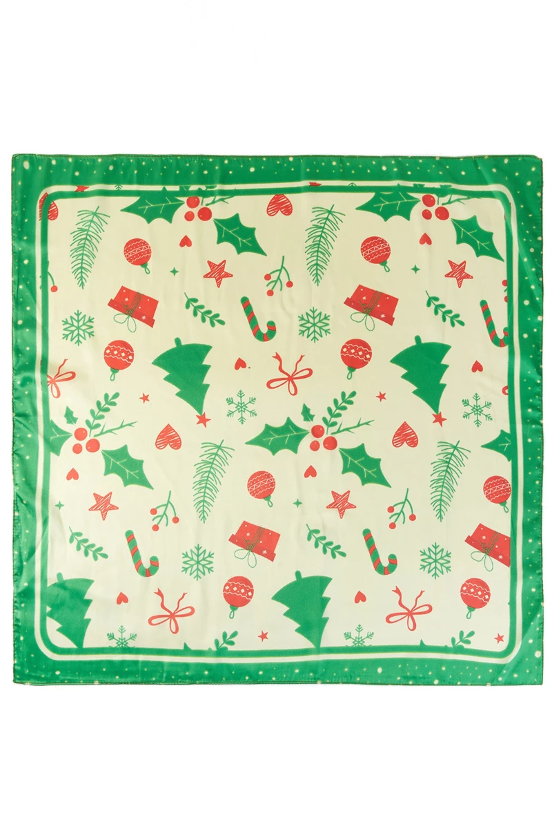 Holly And Ornament Christmas Square Scarf