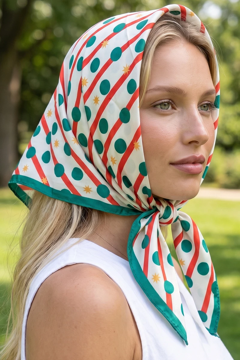 Candy Cane Stripe Dot Square Scarf