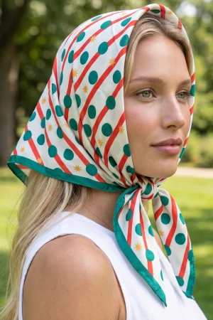 Candy Cane Stripe Dot Square Scarf