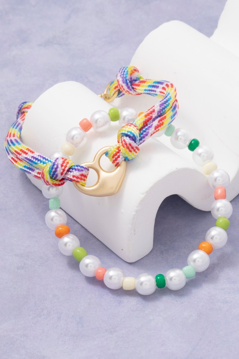 Vibrant Cord And Mixed Beads Bracelet Set