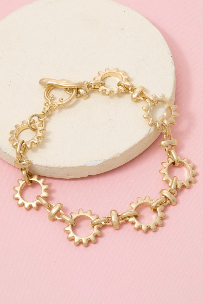 Matte Metallic Sun Hoops Chain Bracelet