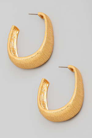 Matte Textured Oval Hoop Earrings