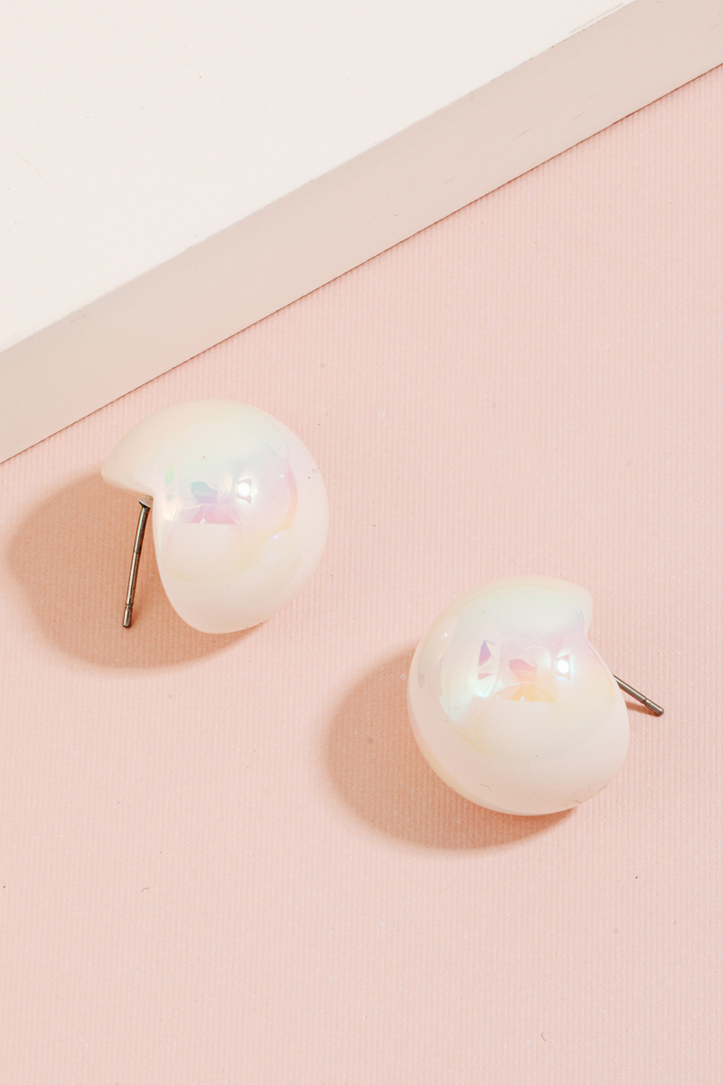 Iridescent Huggie Sphere Stud Earrings