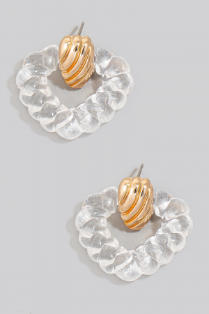 Resin Croissant Hoop Stud Earrings