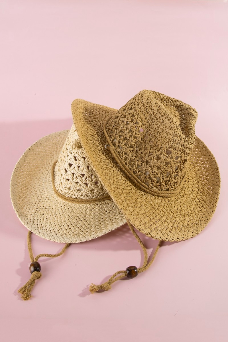 Adjustable Chin Strap Straw Braid Cowboy Hat