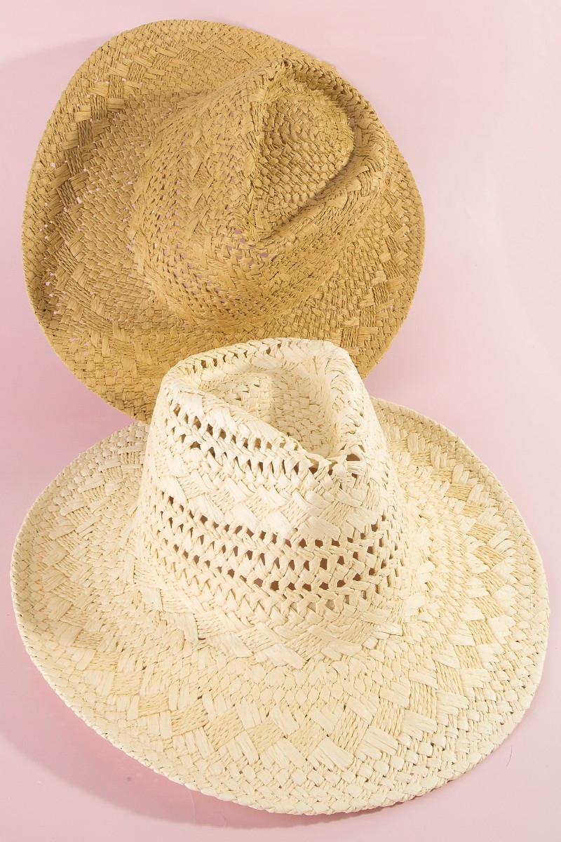 Basket Weave Straw Cowboy Hat