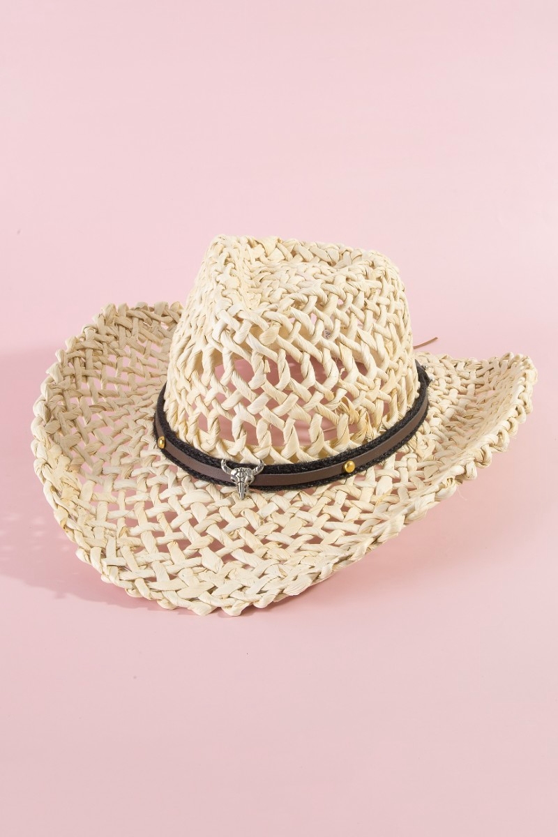 Basket Weave Western Longhorn Strap Cowboy Hat