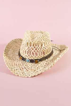 Basket Weave Western Concho Strap Cowboy Hat