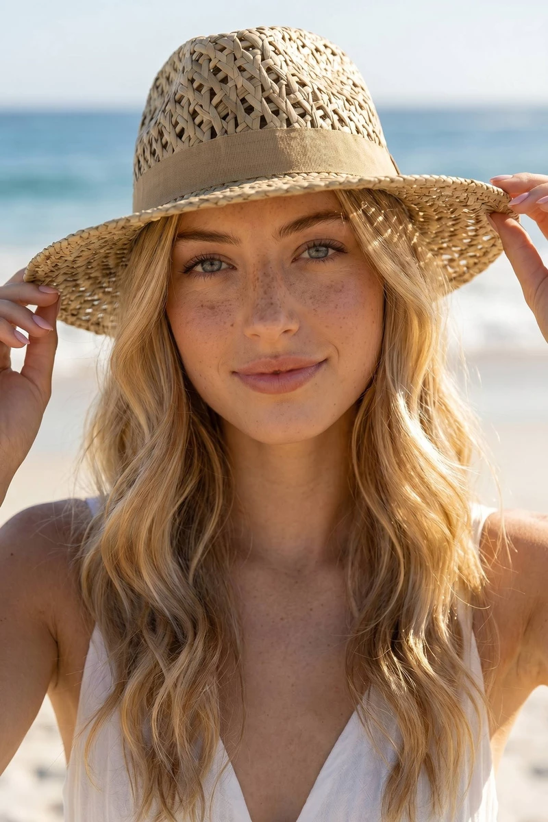 Open Weave Straw Panama Fedora Hat
