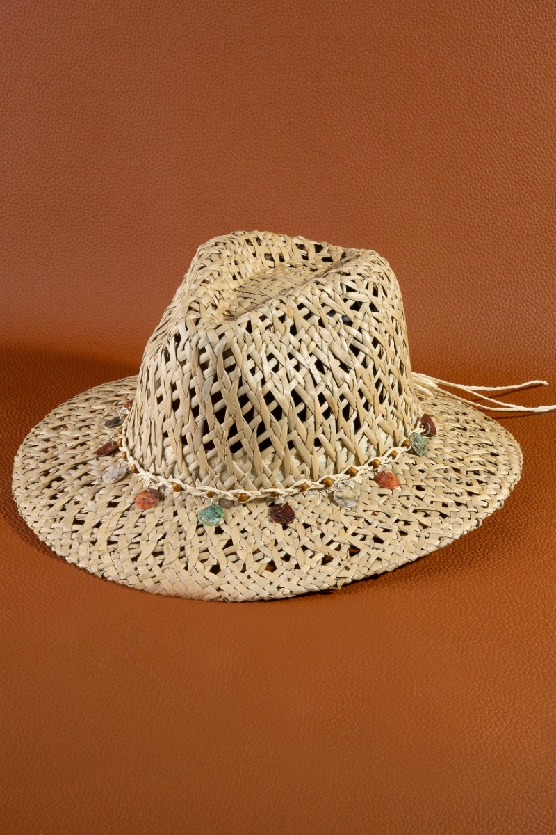 Straw Weave Braided Rope With Discs Sun Hat