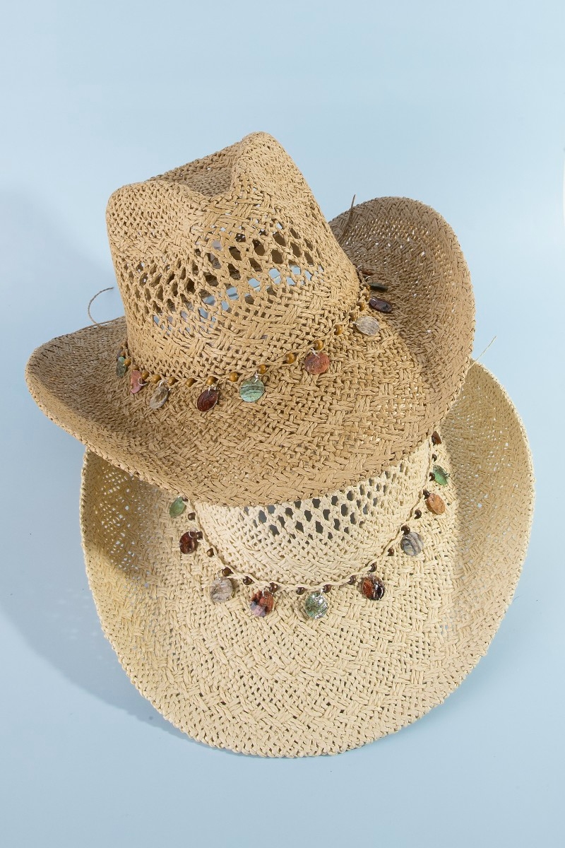 Straw Braid Assorted Discs Strap Western Cowboy Hat