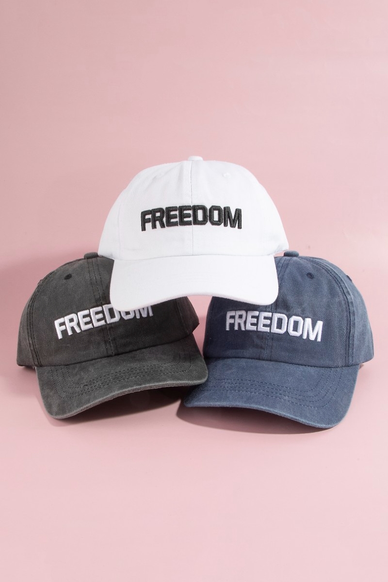 Freedom Embroidered Washed Baseball Cap