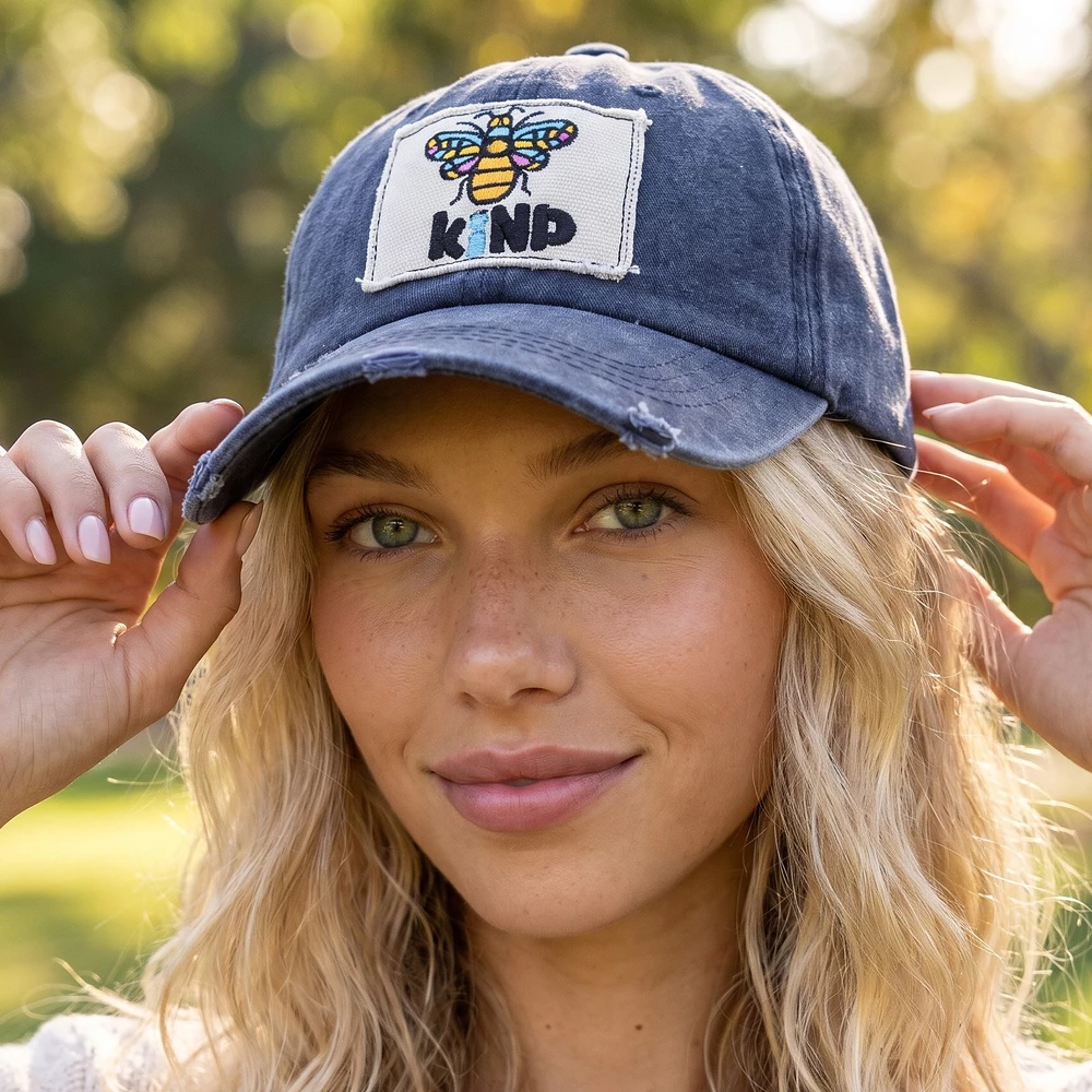 Bee Kind Patch Vintage Washed Baseball Cap