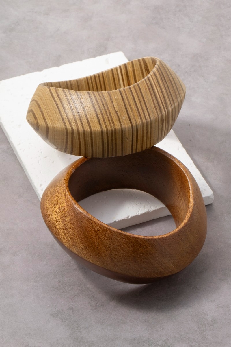 Large Chunky Wooden Bangle Bracelet
